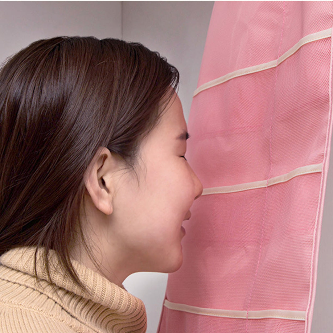 Pink Double Sided Hanging Storage Bag Underwear Bra Socks Mesh Pocket Hanger Home Organiser