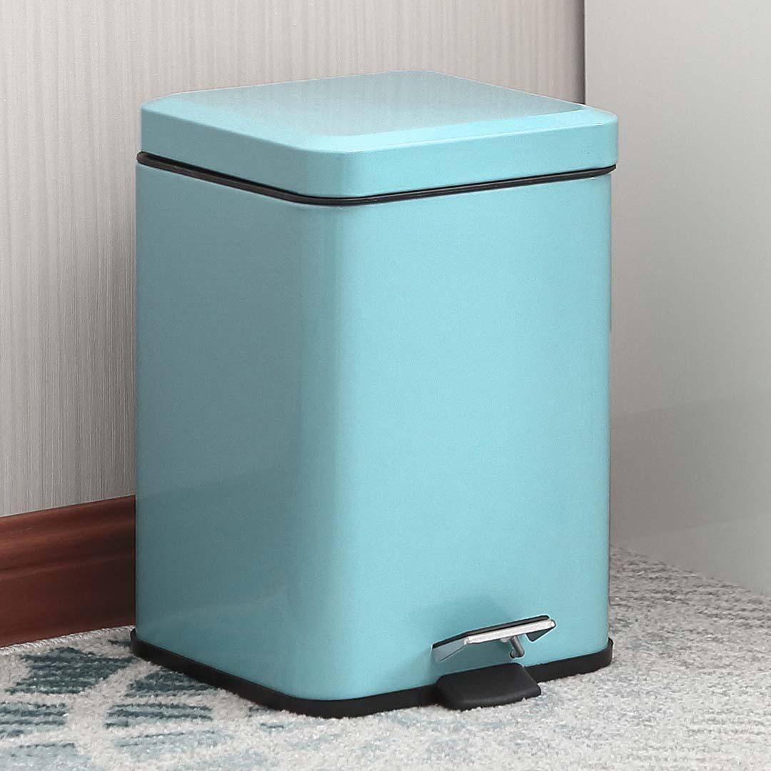 Soga Foot Pedal Stainless Steel Rubbish Recycling Garbage Waste Trash Bin Square 12 L Blue