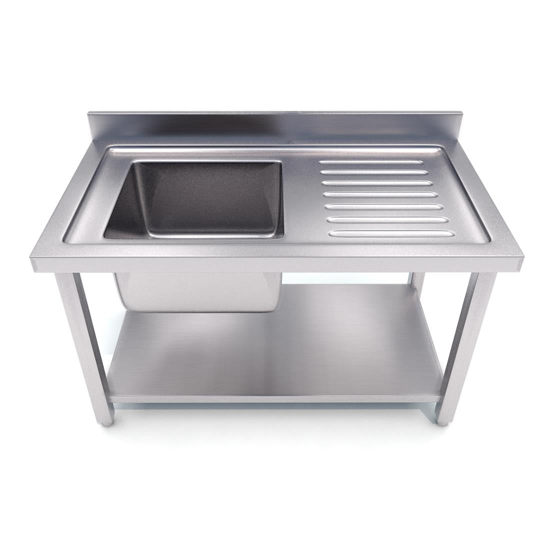 140*70*85cm Stainless Steel Work Bench Sink Commercial Restaurant Kitchen Food Prep