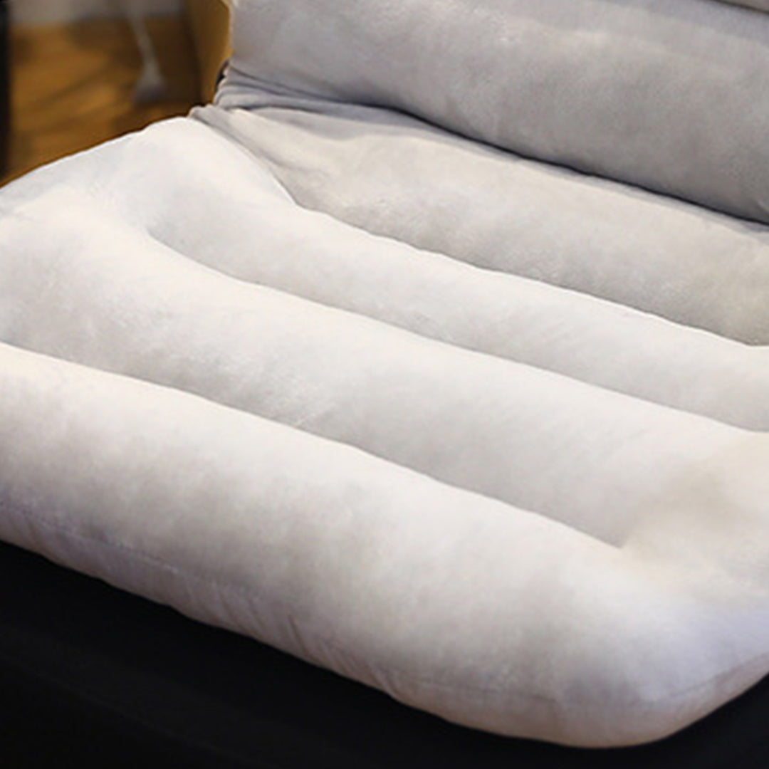 2X Grey One Piece Siamese Cushion Office Sedentary Butt Mat Back Waist Chair Support Home Decor With Cat Ears