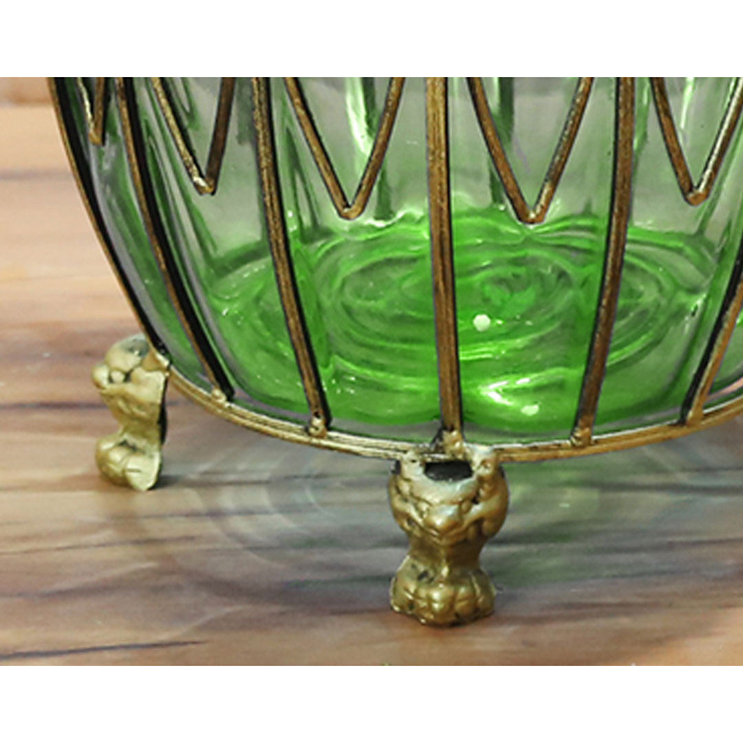 Soga 51cm Green Glass Tall Floor Vase With 12pcs Artificial Fake Flower Set