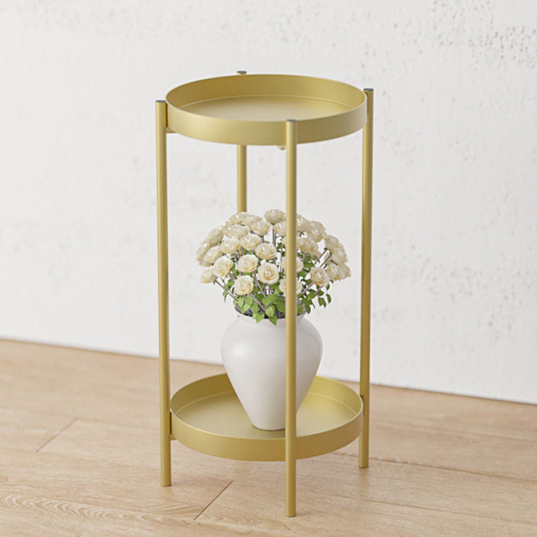 Soga 4 X 2 Layer 80cm Gold Metal Plant Stand Flower Pot Holder Corner Shelving Rack Indoor Display