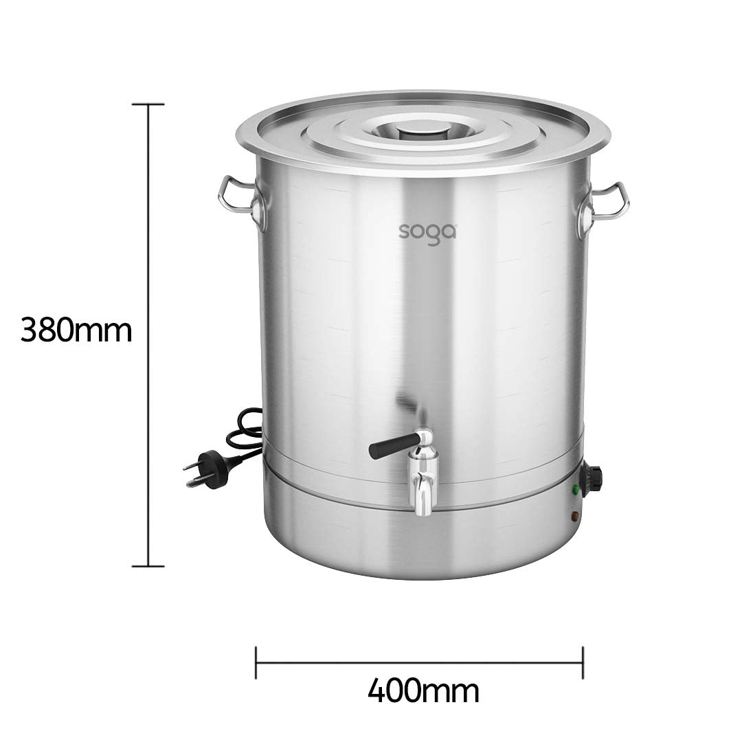 Soga 2 X 33 L Stainless Steel Urn Commercial Water Boiler 2200 W