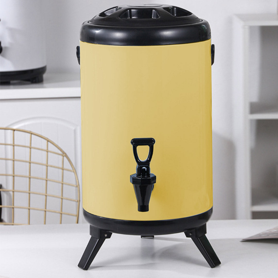 Soga 4 X 16 L Stainless Steel Insulated Milk Tea Barrel Hot And Cold Beverage Dispenser Container With Faucet Yellow