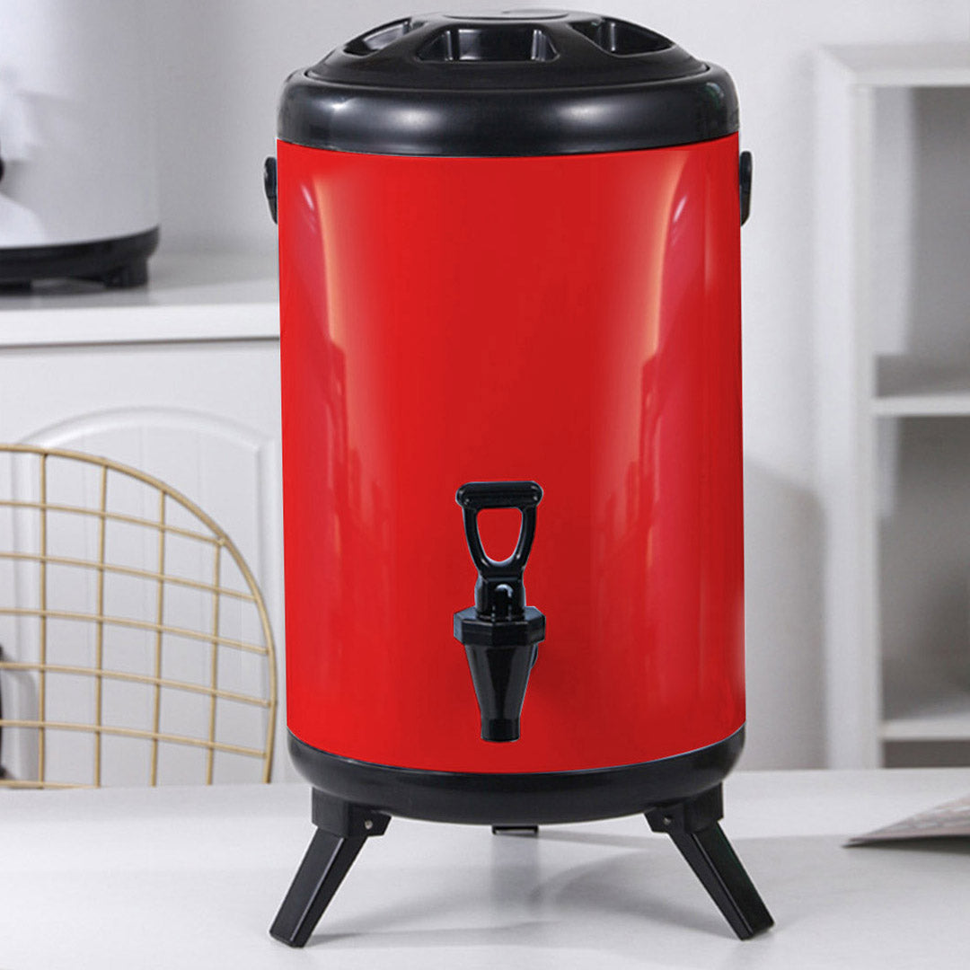 Soga 2 X 8 L Stainless Steel Insulated Milk Tea Barrel Hot And Cold Beverage Dispenser Container With Faucet Red