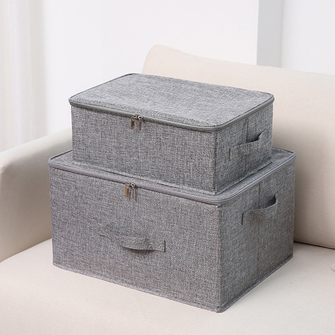 2X Grey Small Portable Double Zipper Storage Box Moisture Proof Clothes Basket Foldable Home Organiser