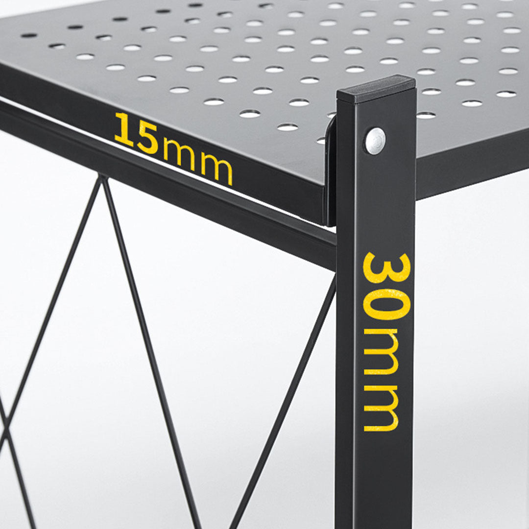 Soga 2 X 3 Tier Steel Black Foldable Kitchen Cart Multi Functional Shelves Portable Storage Organizer With Wheels