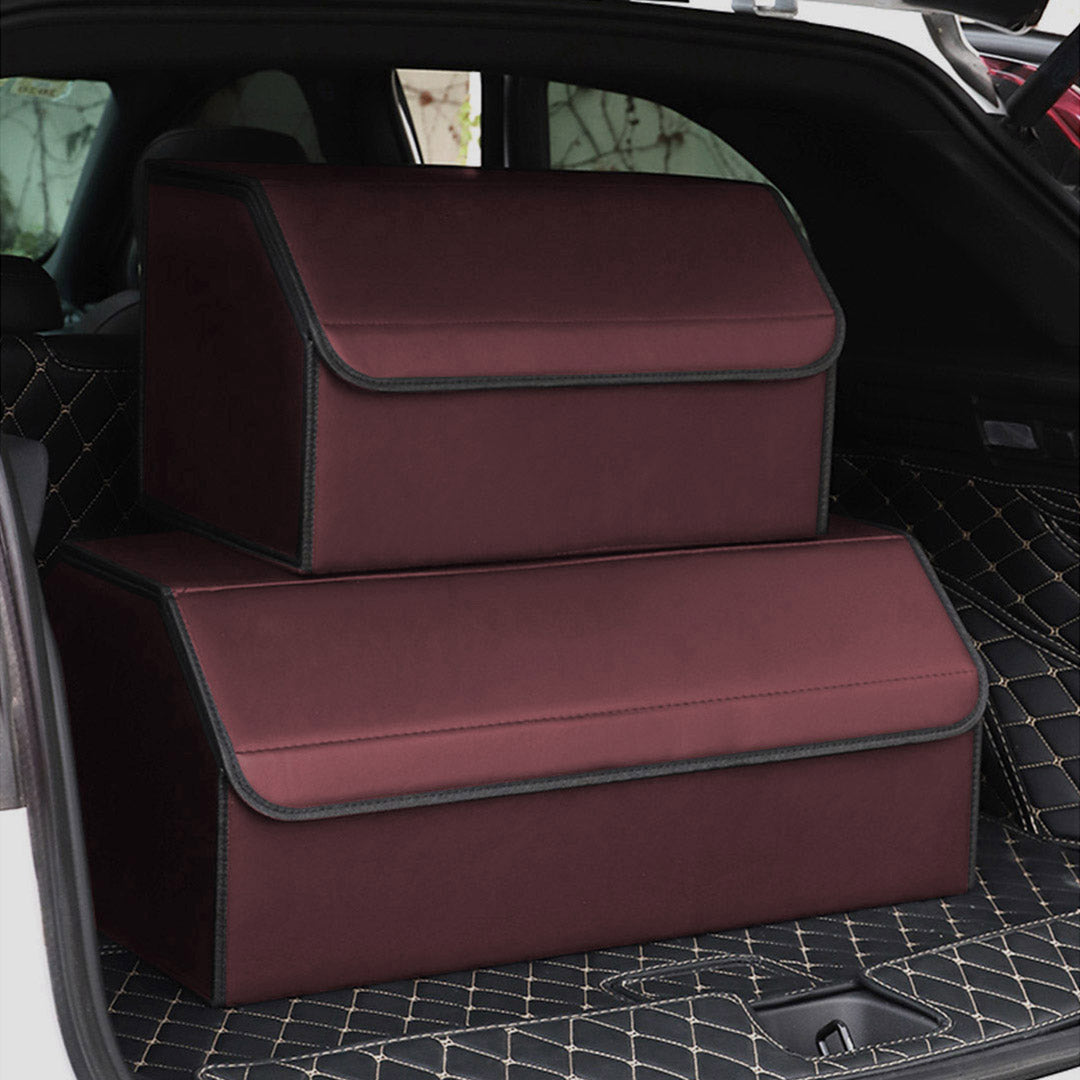 Soga 2 X Leather Car Boot Collapsible Foldable Trunk Cargo Organizer Portable Storage Box Red Medium