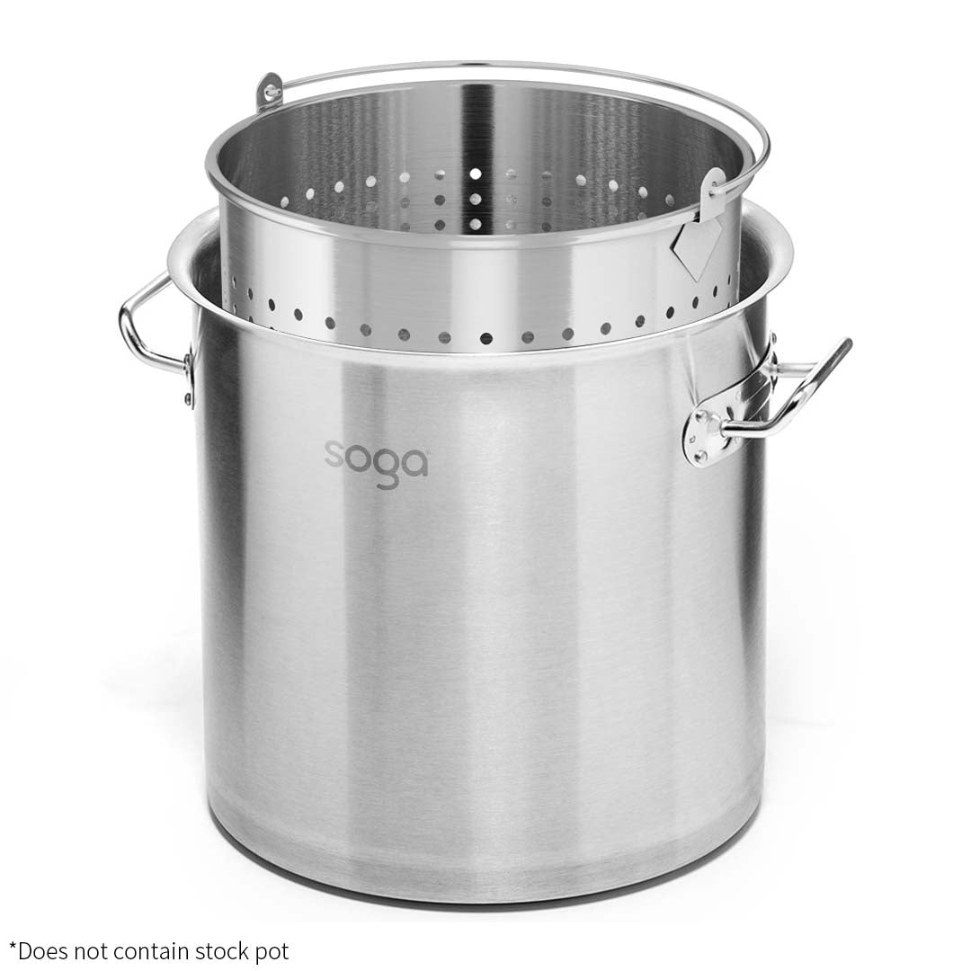 Soga 50 L 18/10 Stainless Steel Perforated Stockpot Basket Pasta Strainer With Handle