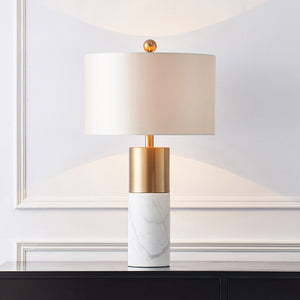 Soga 2 X 60cm White Marble Bedside Modern Desk Table Lamp Living Room Shade With Cylinder Base