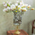 Soga European Clear Glass Cylinder Flower Vase Solid Base With Gold Metal Pattern
