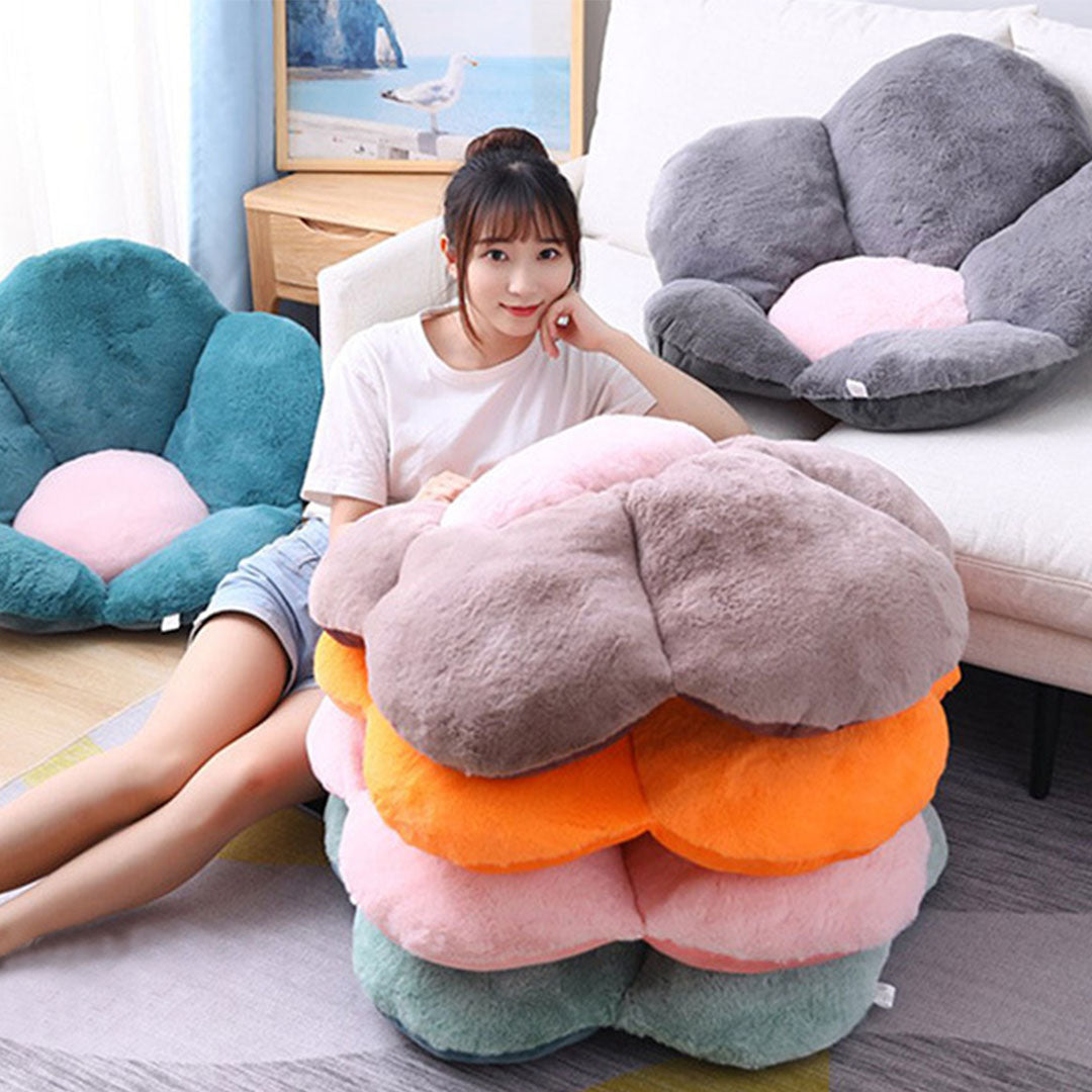 2X Dark Gray Whimsical Big Flower Shape Cushion Soft Leaning Bedside Pad Floor Plush Pillow Home Decor