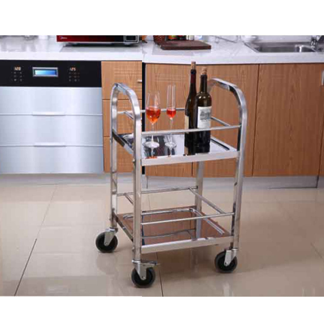 Soga 2 X 2 Tier 500x500x950 Stainless Steel Square Tube Drink Wine Food Utility Cart