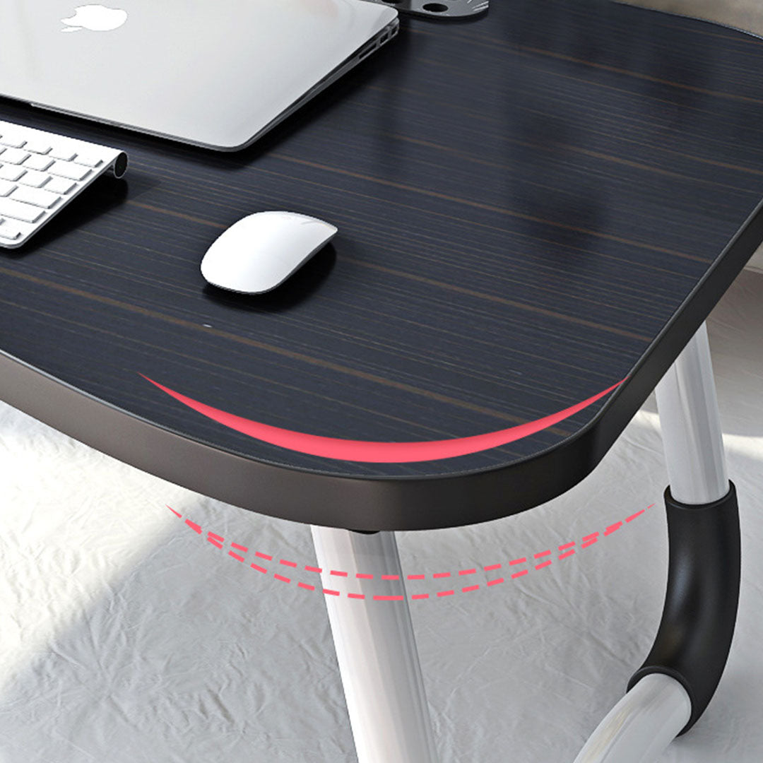 2X Black Portable Bed Table Adjustable Foldable Bed Sofa Study Table Laptop Mini Desk with Notebook Stand Card Slot Holder Home Decor