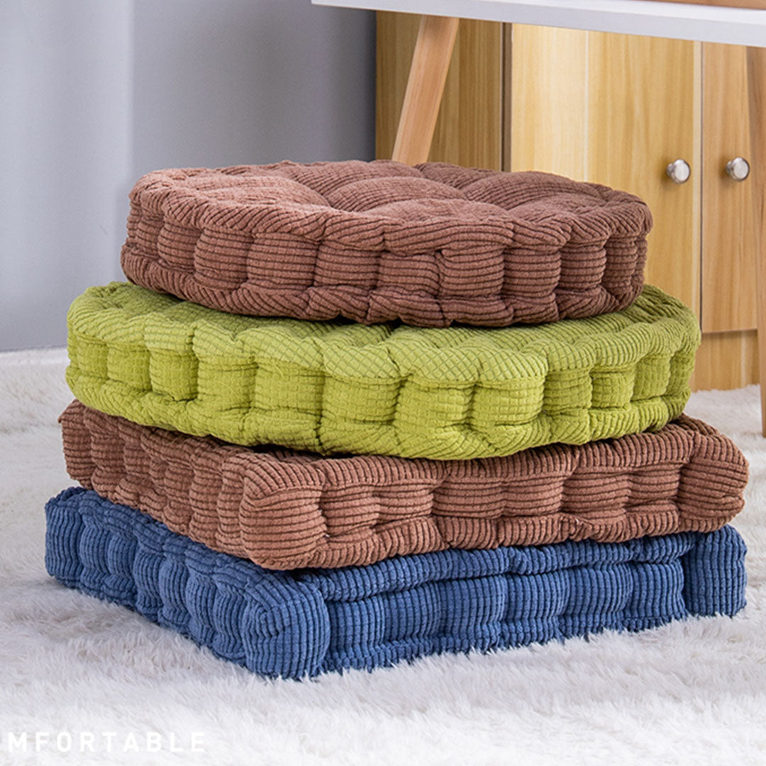 Blue Square Cushion Soft Leaning Plush Backrest Throw Seat Pillow Home Office Decor