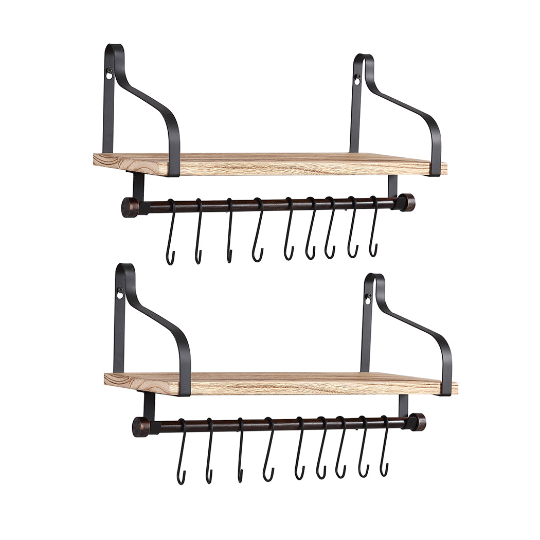 Levede Floating Shelf Brackets Wall Shelves Mount Display Rack Storage Hook 2pcs