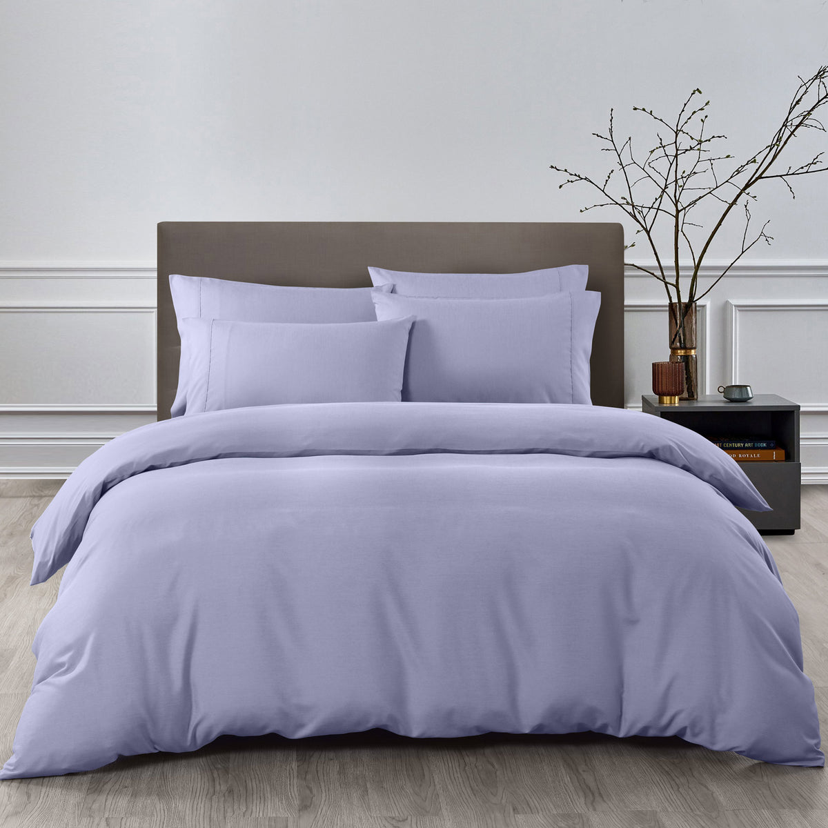 Royal Comfort Bamboo Cooling 2000TC 6-Piece Combo Set -Queen-Lilac Grey