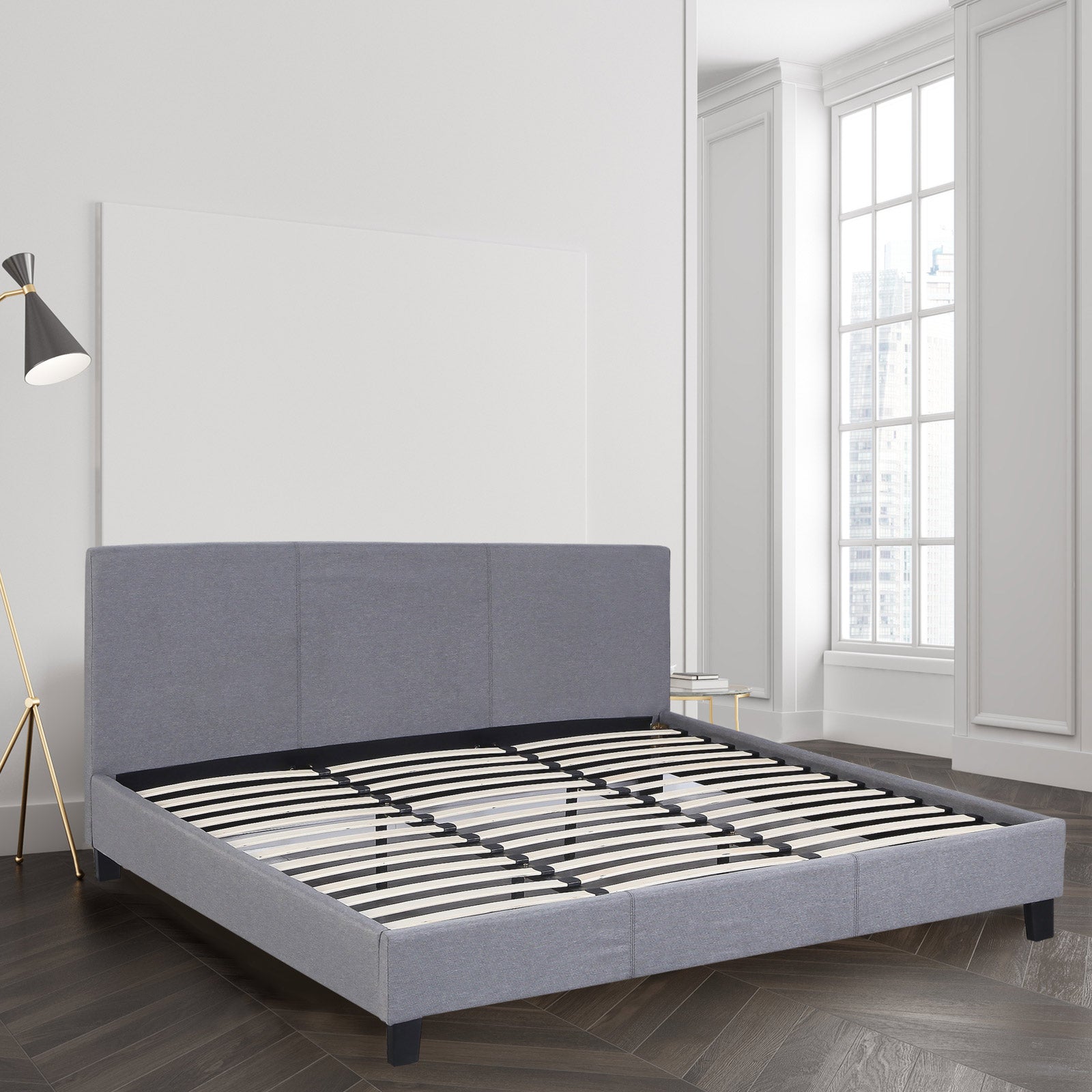 Milano Sienna Luxury Bed with Headboard (Model 2) - Grey No.28 - Double