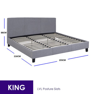 Milano Sienna Luxury Bed with Headboard (Model 2) - Grey No.28 - King