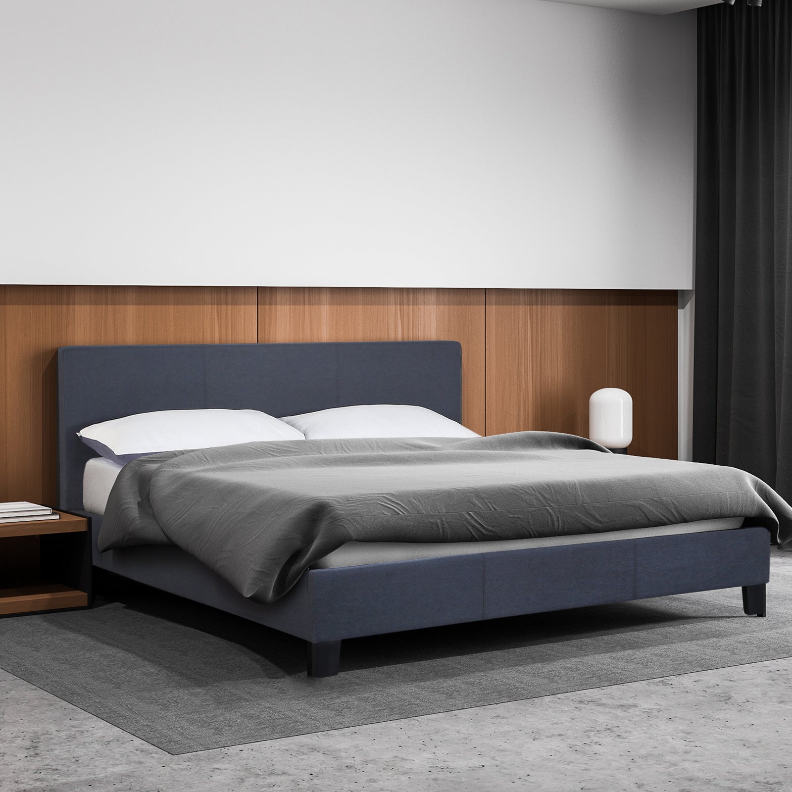 Milano Sienna Luxury Bed with Headboard (Model 2) - Charcoal No.35 - King Single