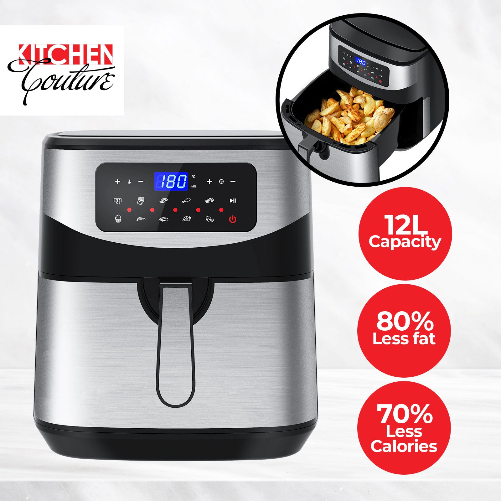 Kitchen Couture Digital 12L Air Fryer - Silver