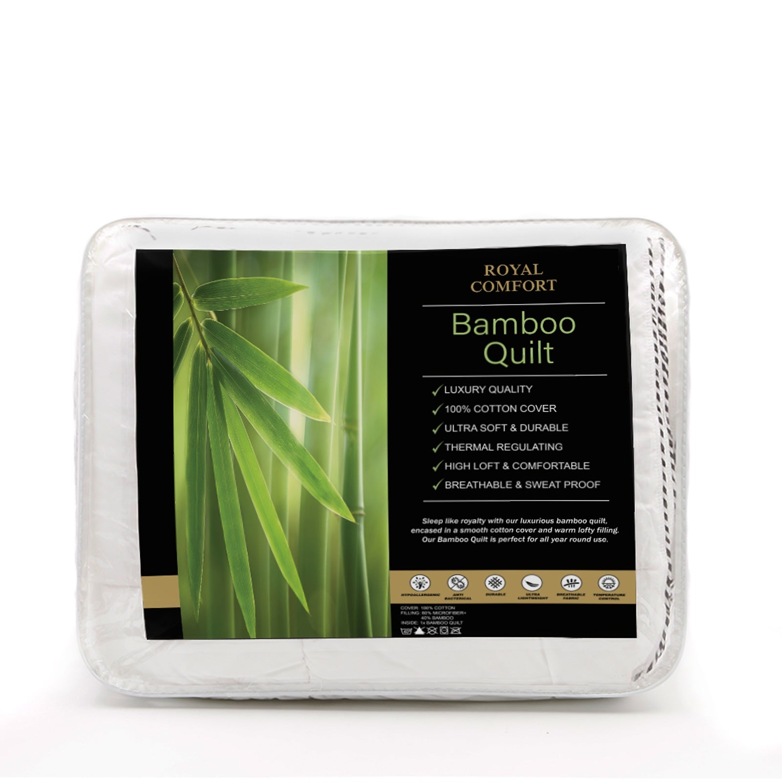 Royal Comfort Luxury Bamboo 250GSM Quilt - Double