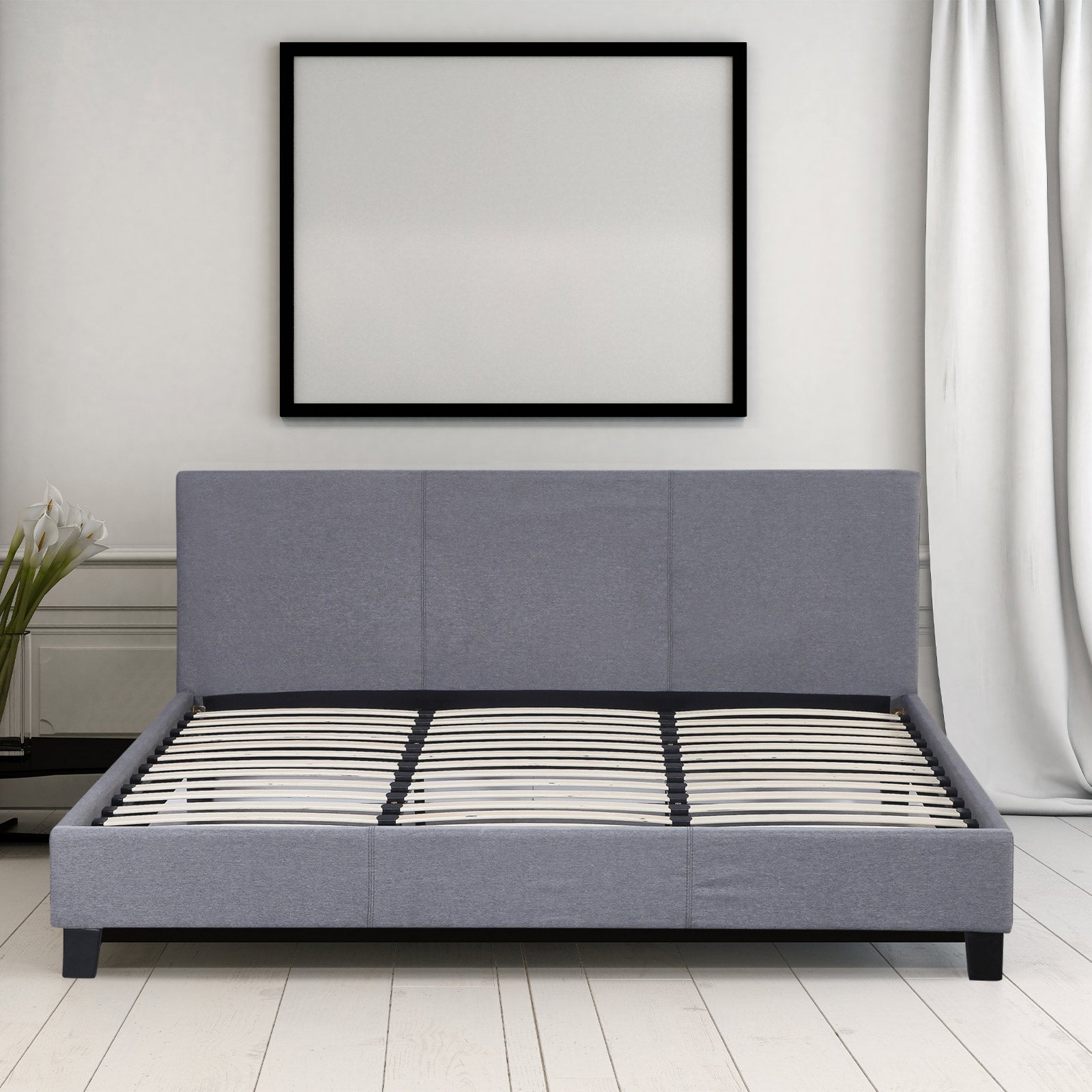 Milano Sienna Luxury Bed with Headboard (Model 2) - Grey No.28 - King Single