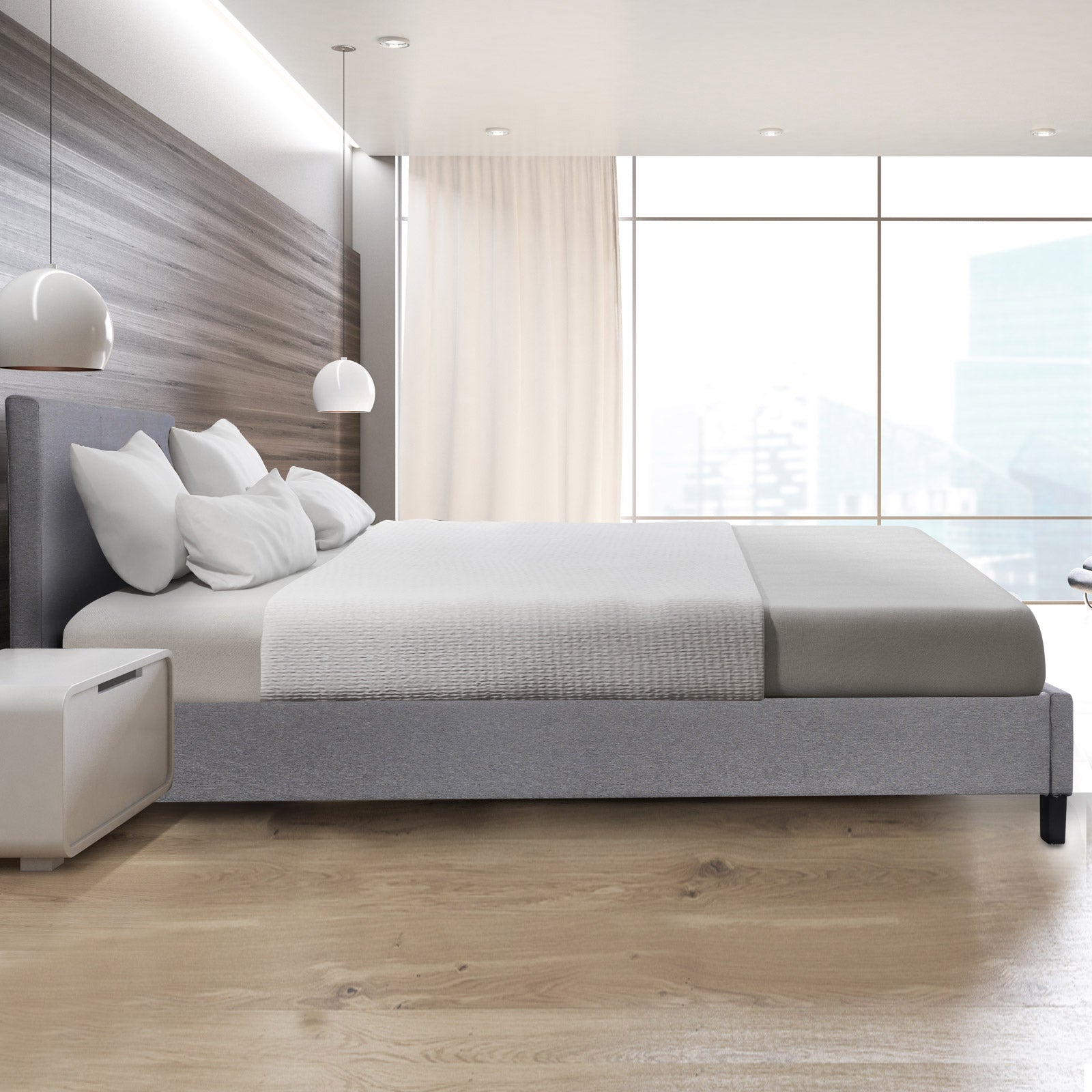 Milano Sienna Luxury Bed with Headboard (Model 2) - Grey No.28 - Queen