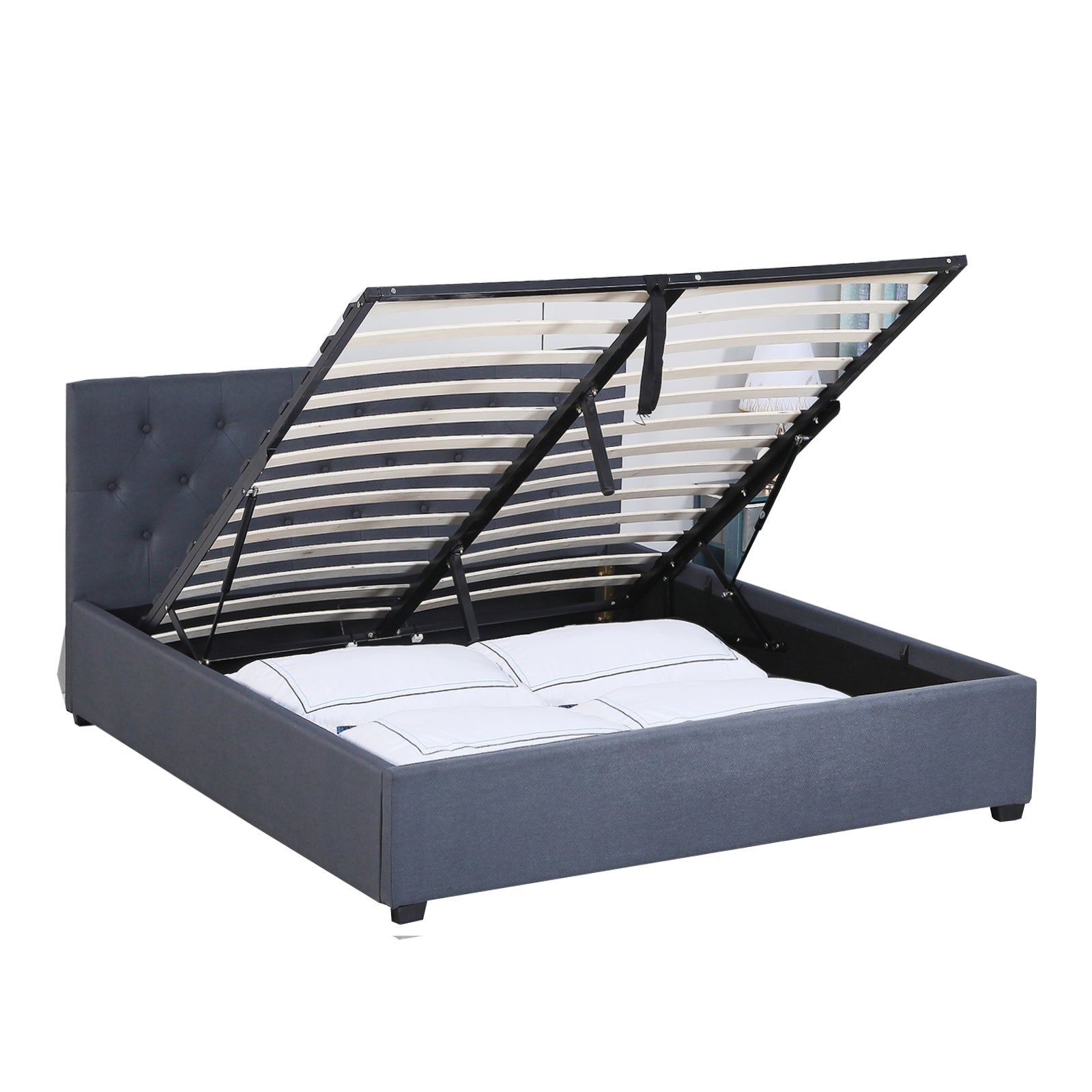 Milano Capri Luxury Gas Lift Bed With Headboard (Model 3) - Charcoal No.35 - King