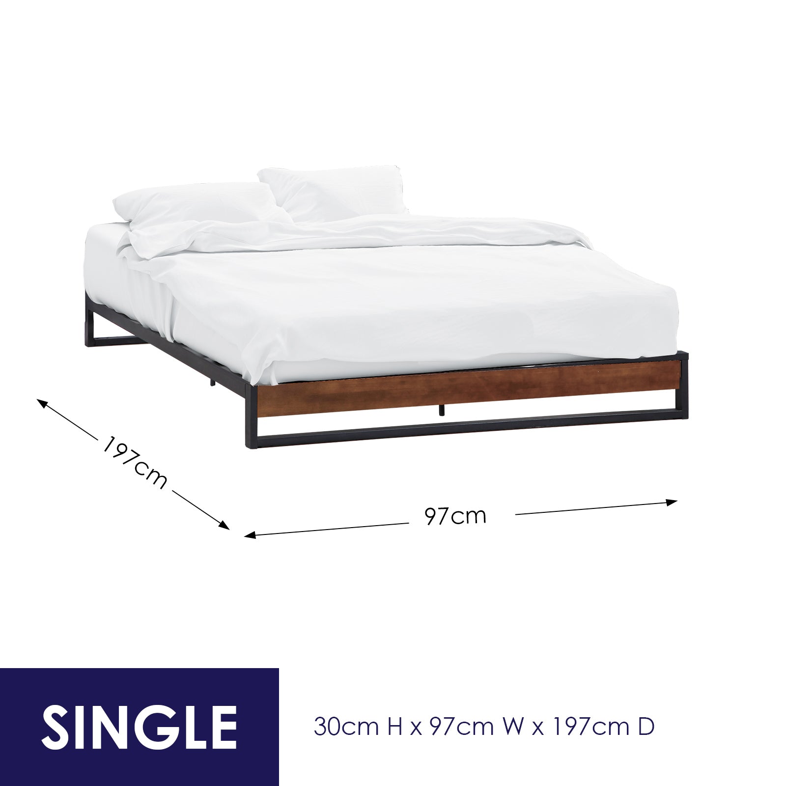 Sorrento Metal and Wood bed base - Single