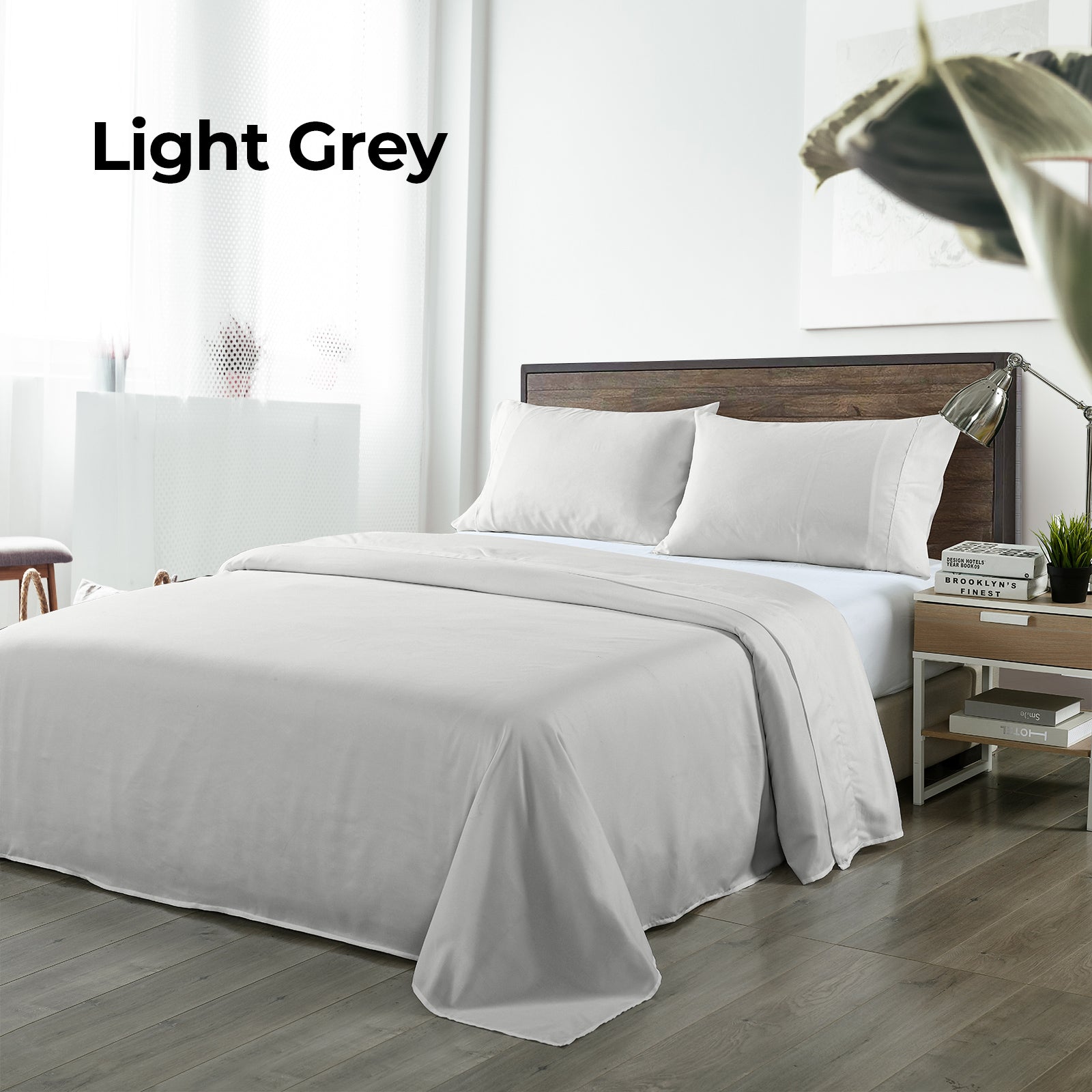 Royal Comfort Blended Bamboo Sheet Set Light Grey - King