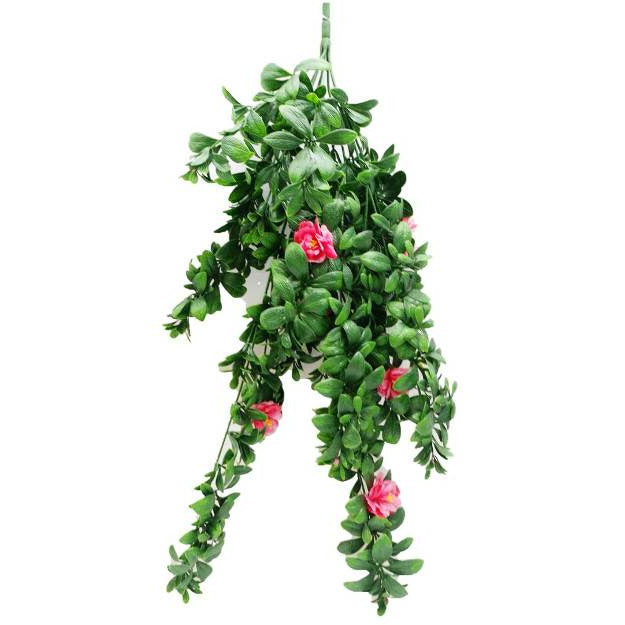 Hanging Pink Rose Stem UV 85cm