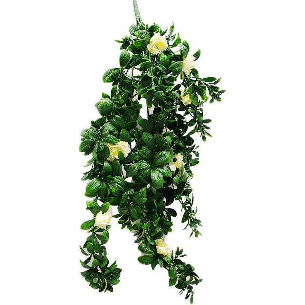 Hanging White Rose Stem UV 85cm