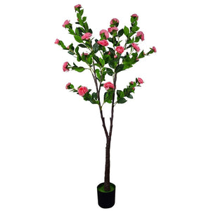 Flowering Natural Pink Artificial Camellia Tree 180cm