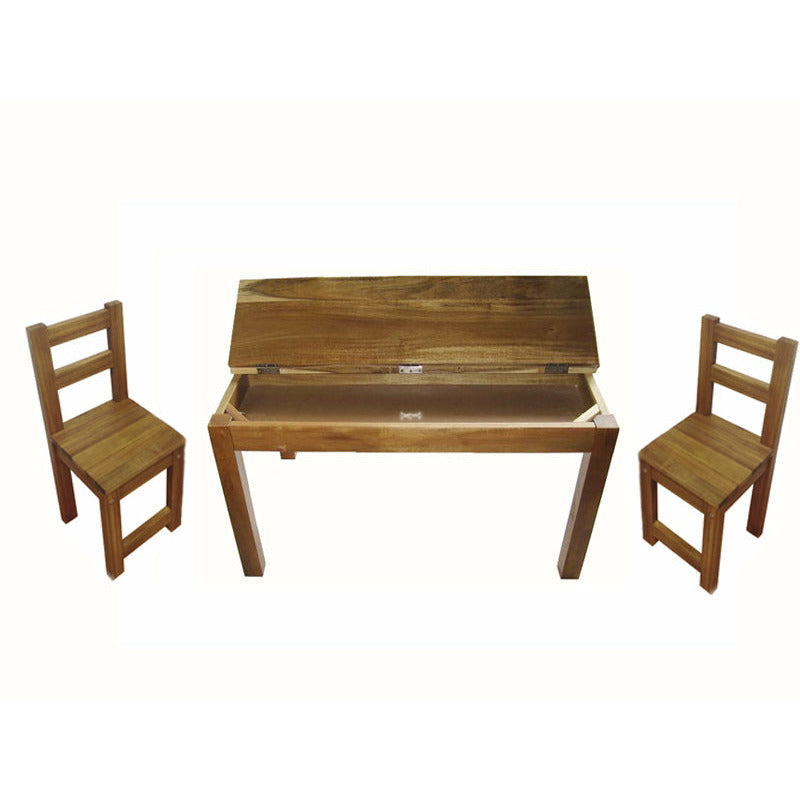 Hardwood study desk and 2 standard chairs