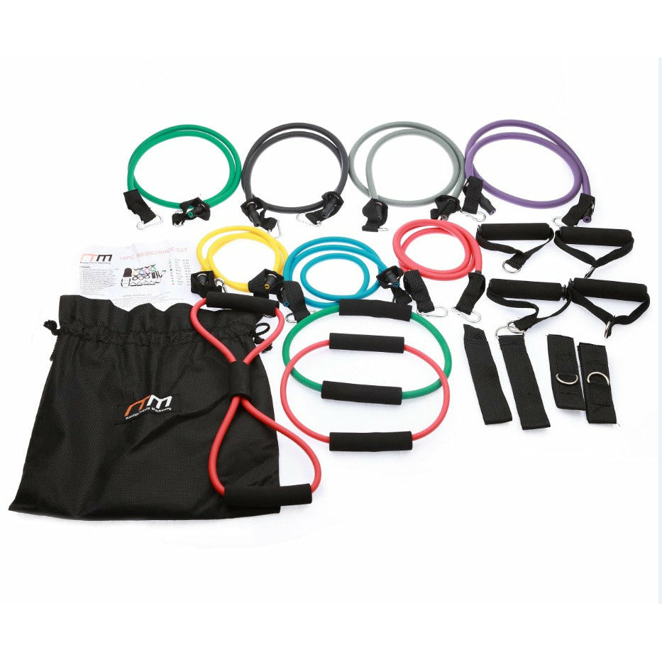19PC Resistance Exercise Fitness Bands Tubes Kit Yoga Set