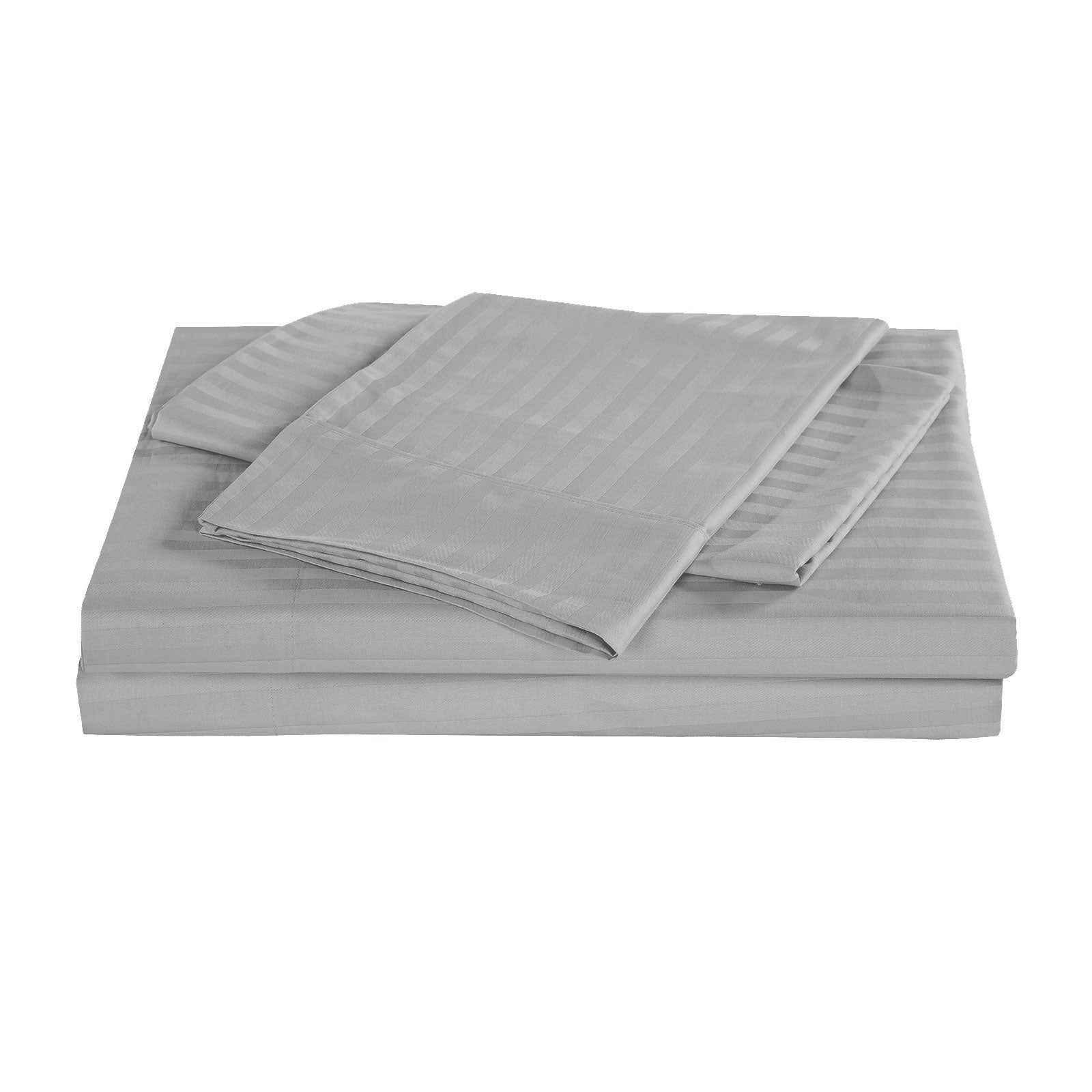 Kensington 1200Tc Cotton Sheet Set In Stripe-Queen - Silver (Grey)