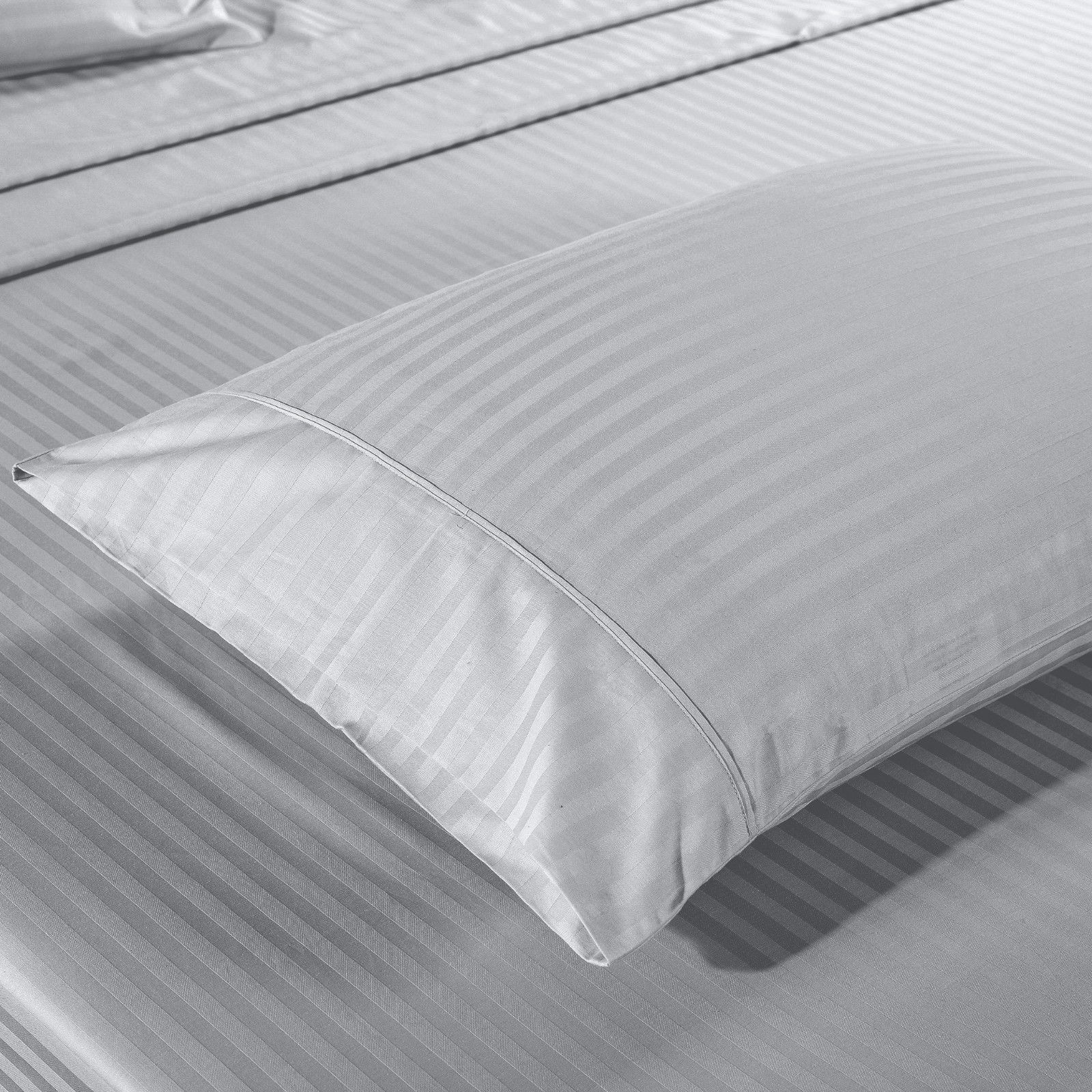 Kensington 1200Tc Cotton Sheet Set In Stripe- Double - Silver (Grey)