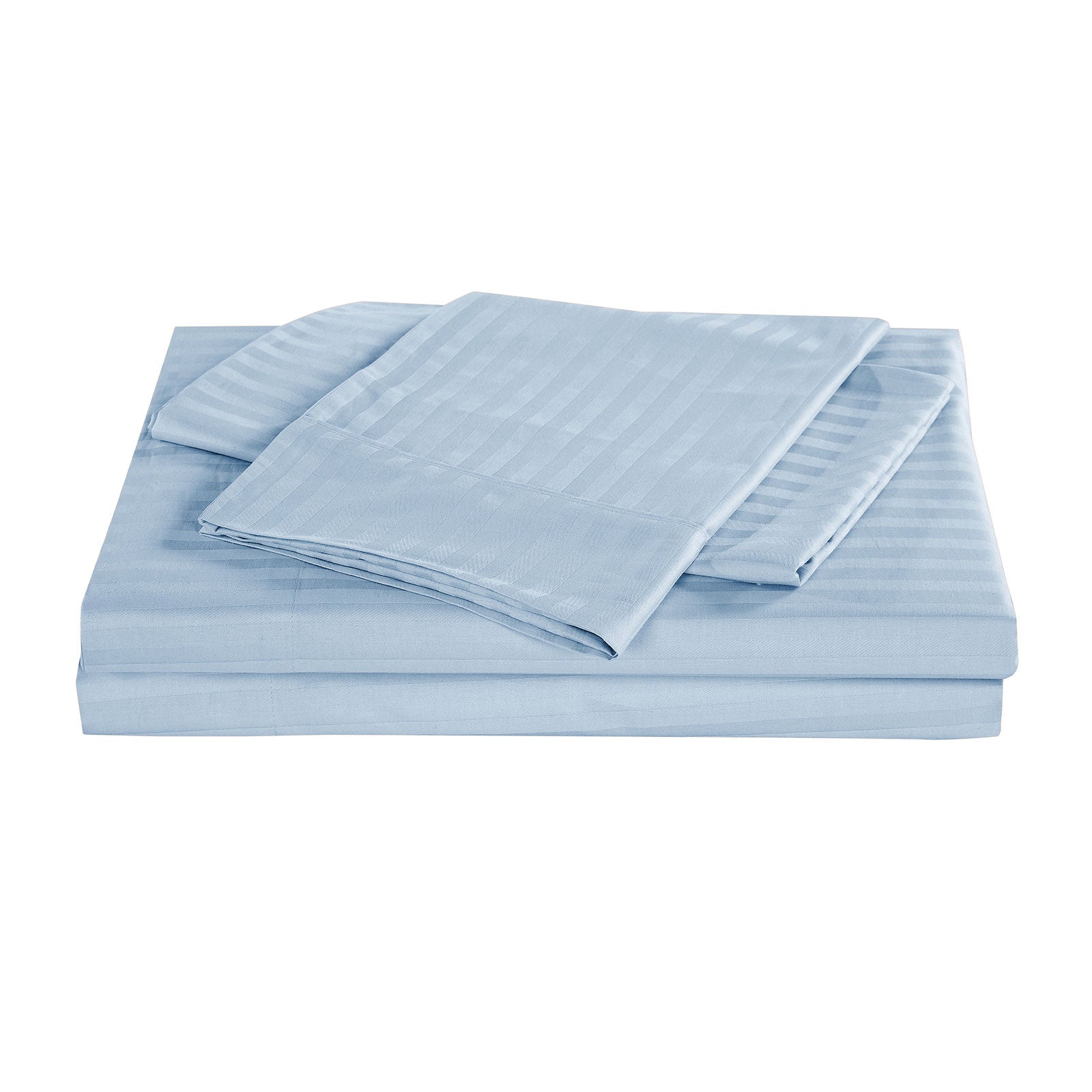 Kensington 1200Tc Cotton Sheet Set In Stripe-King - Chambray (Blue)