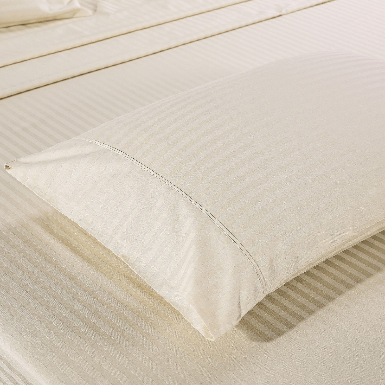 KENSINGTON 1200TC COTTON SHEET SET IN STRIPE-QUEEN -  SAND