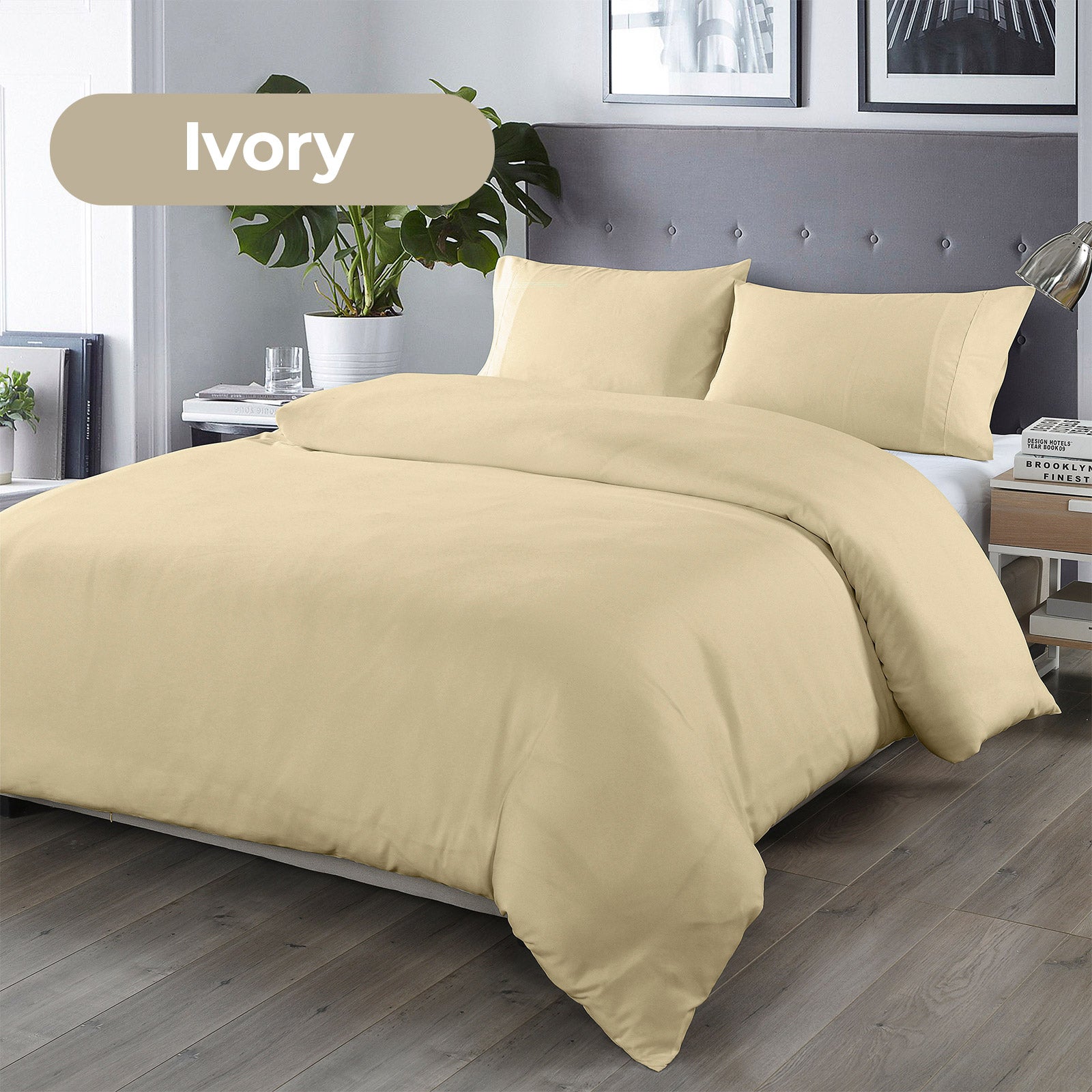 Royal Comfort Blended Bamboo Quilt Cover Sets -Dark Ivory-Double