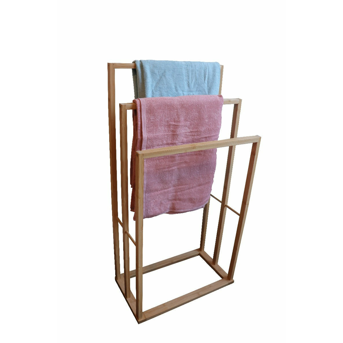 CARLA HOME Bamboo Towel Bar Holder Rack 3-Tier Freestanding for Bathroom and Bedroom