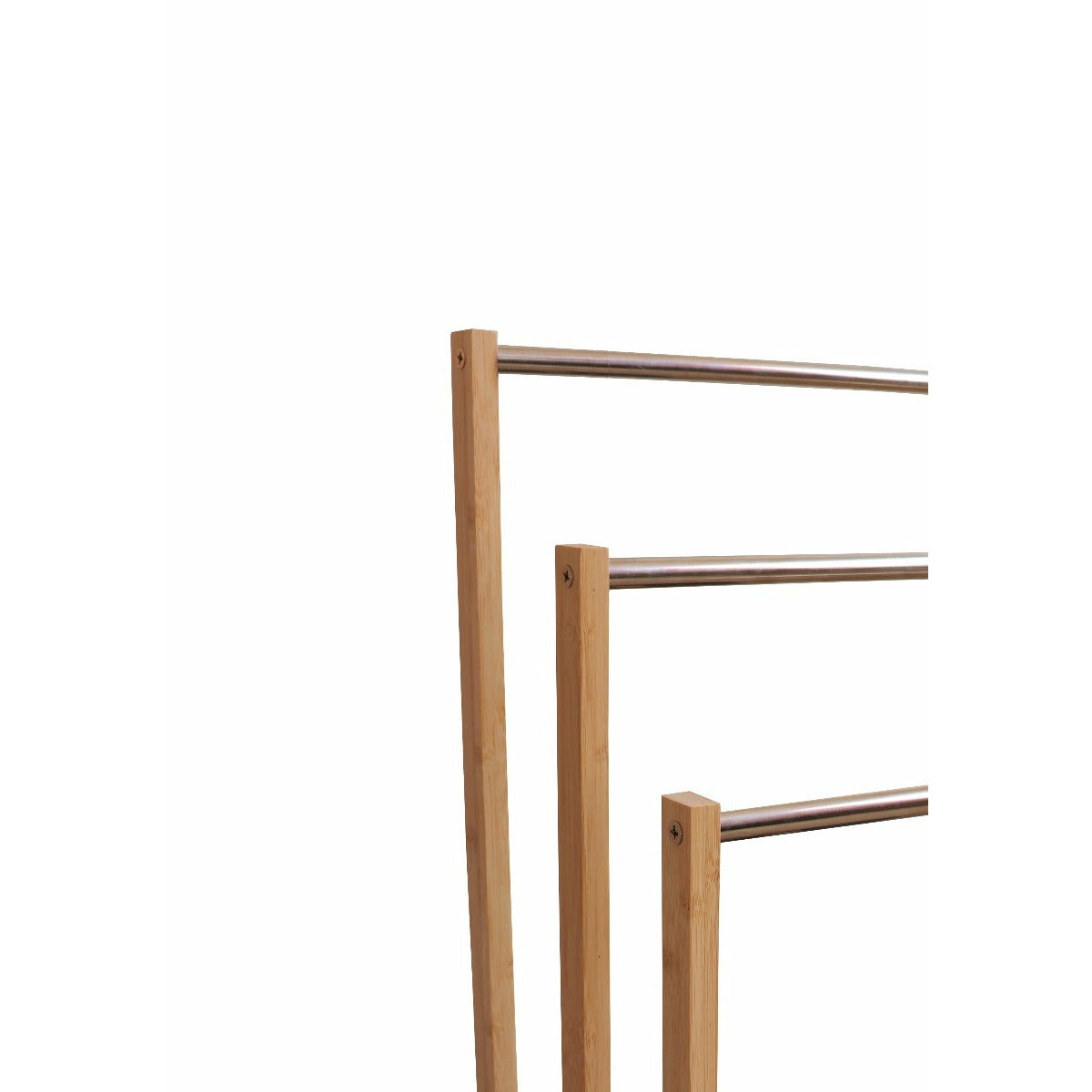 Bamboo Towel Bar Metal Holder Rack 3-Tier Freestanding for Bathroom and Bedroom