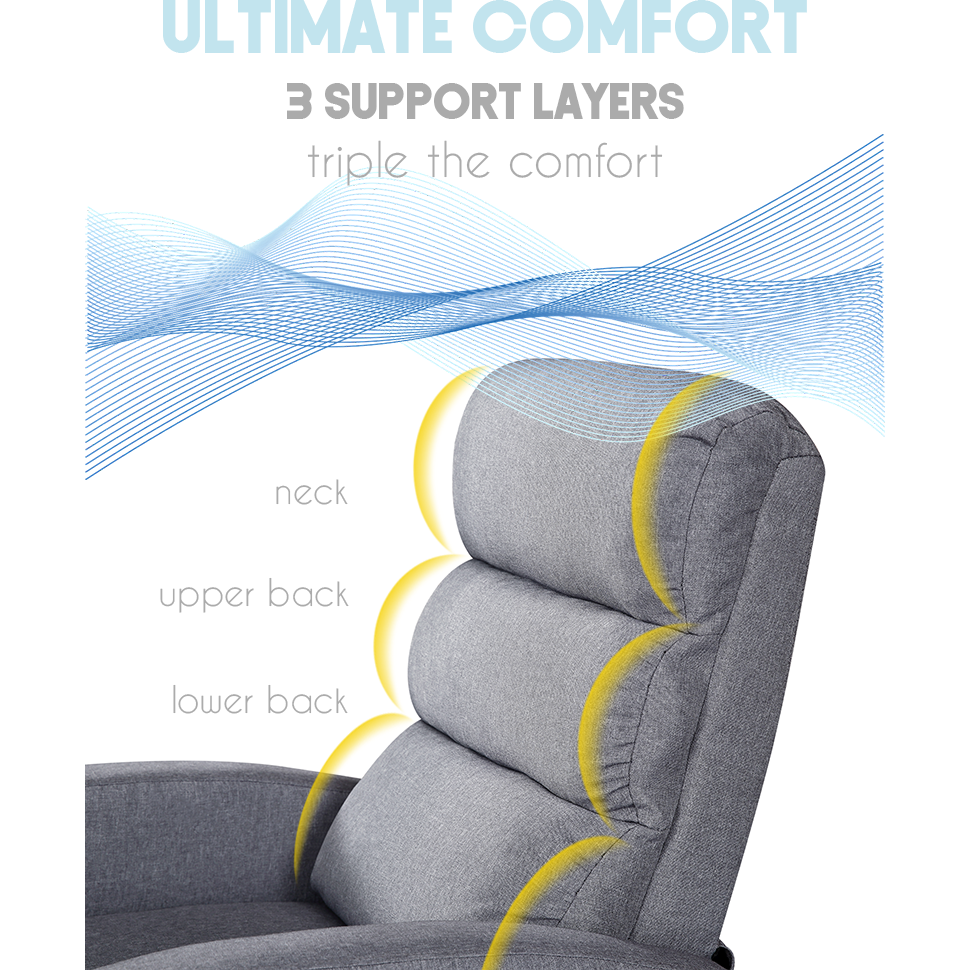 Luxury Fabric Recliner Chair - Grey