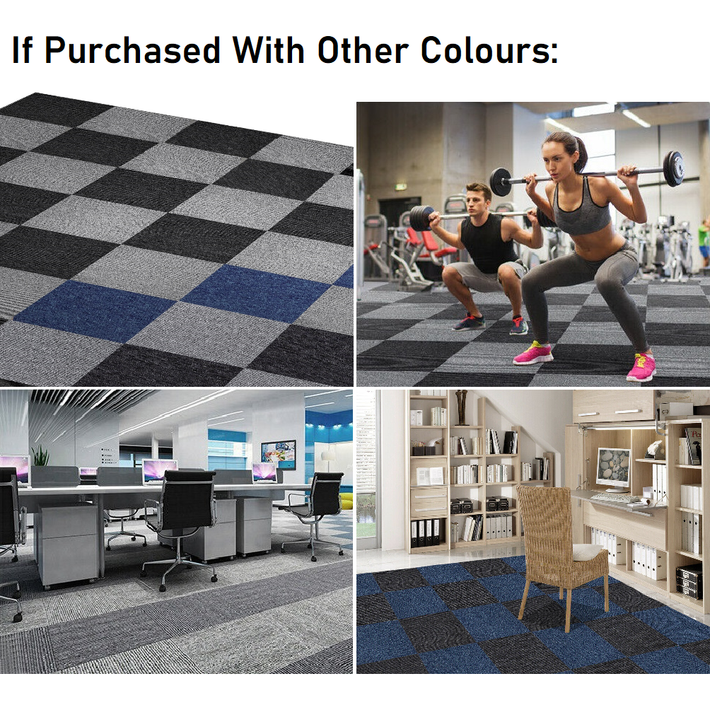 5m2 Box of Premium Carpet Tiles Commercial Domestic Office Heavy Use Flooring Grey