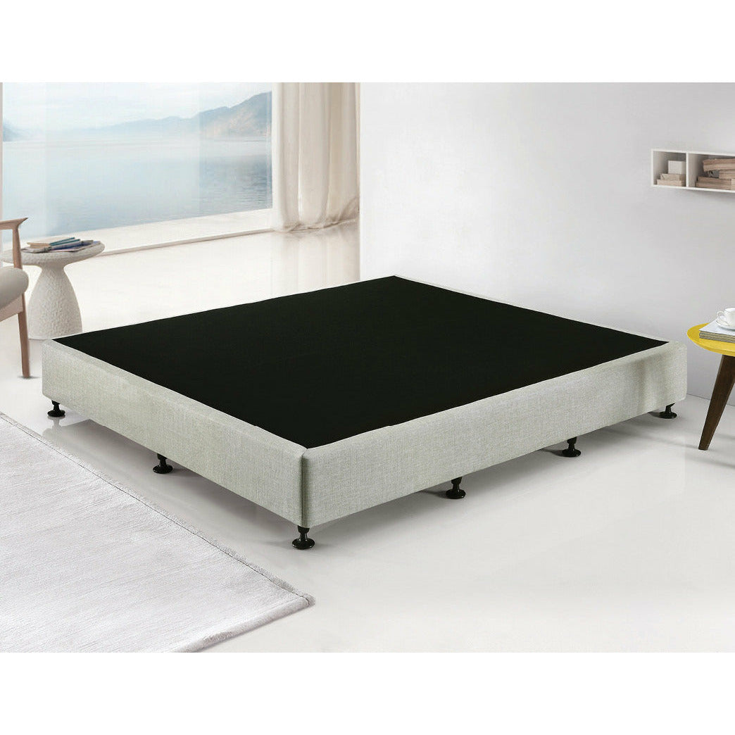 Palermo King Ensemble Bed Base Platinum Light Grey Linen Fabric
