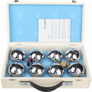 Deluxe Boules Bocce 8 Alloy Ball Set with Wooden Case