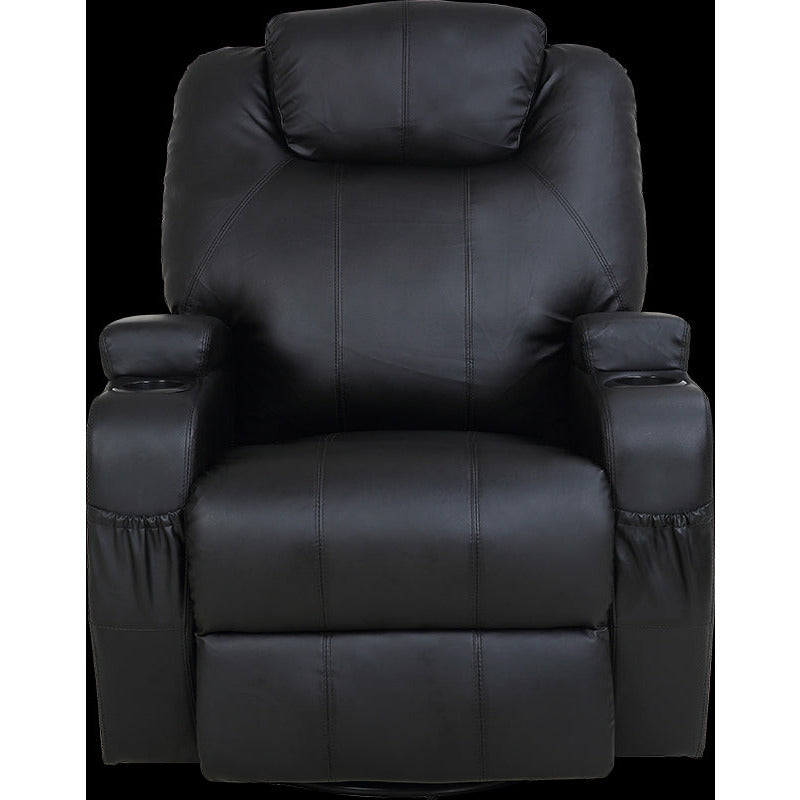 Black Massage Sofa Chair Recliner 360 Degree Swivel PU Leather Lounge 8 Point Heated