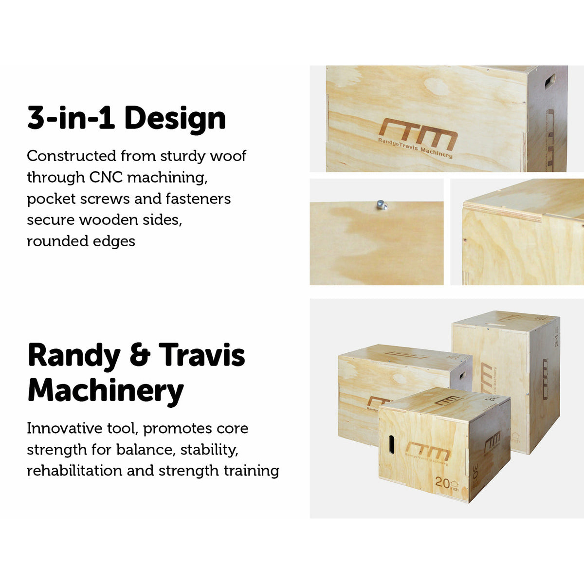 3 IN 1 Wood Plyo Games Plyometric Jump Box