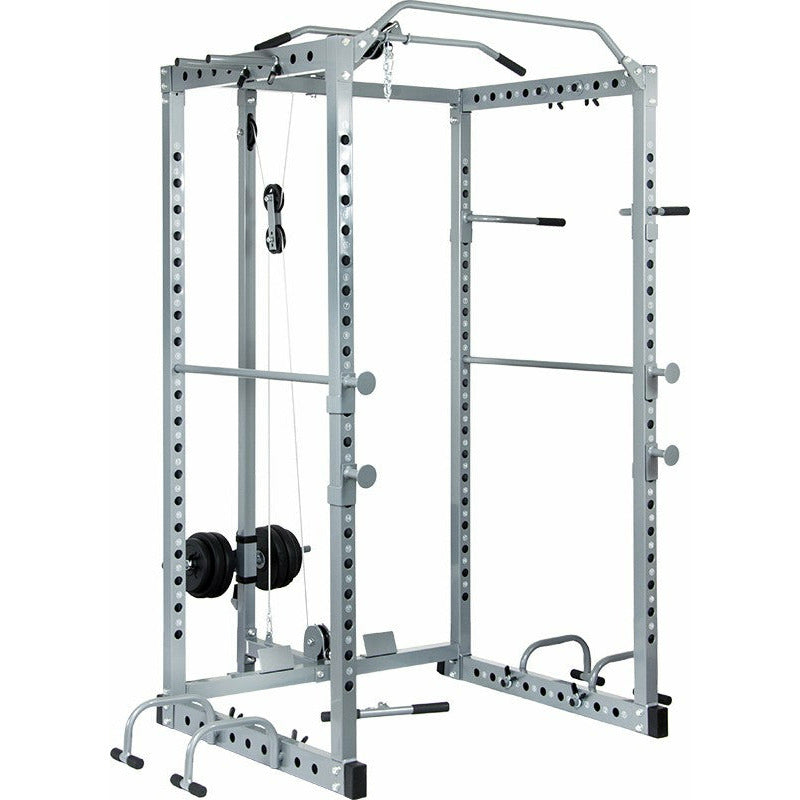 Power Rack Squat Cage Stands w Lat Pulldown Home Gym